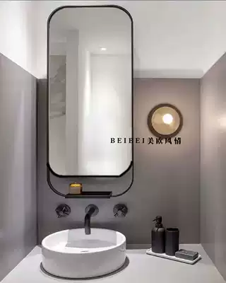 Nordic bathroom mirror homestay hotel creative light luxury bathroom mirror creative dressing room mirror wall hanging with storage