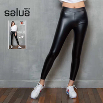 South Korea salua leather pants womens 2019 New wear matte high waist autumn and winter matte skinny leg stocking