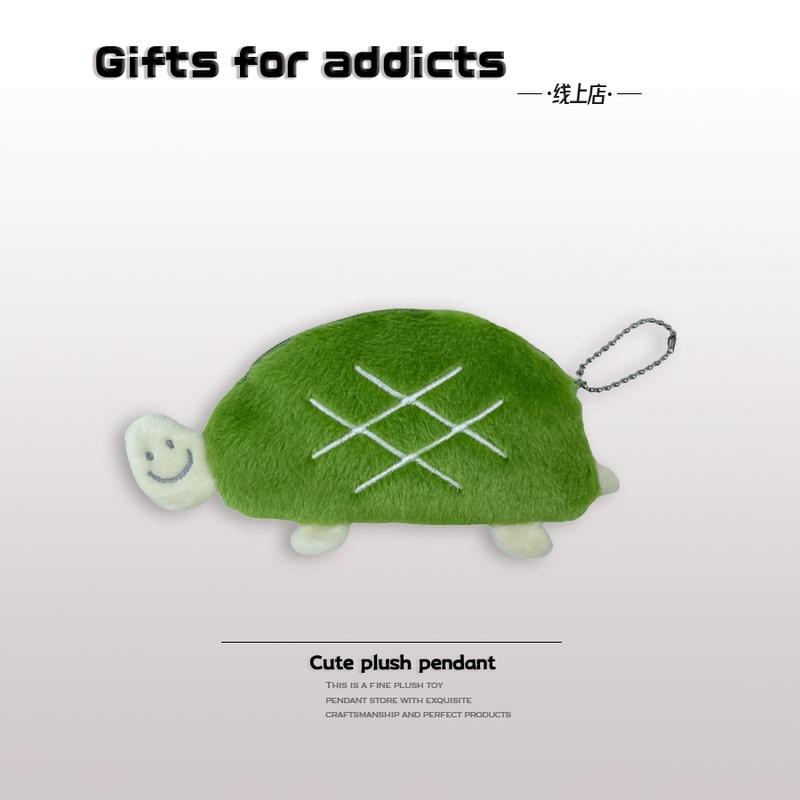 Gifts for Addicts Cute Green Turtle Coin Purse Money Turtle Women's Lipstick Earphone Portable Storage Bag