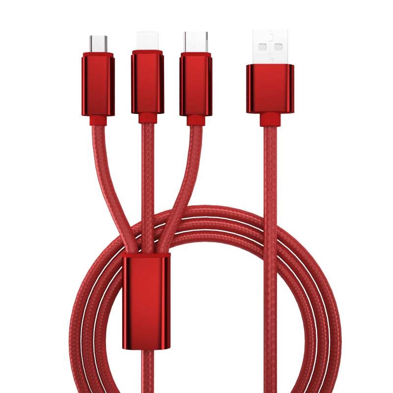 一拖三手机充电线编织线耐用快充万能通用支持苹果iphone