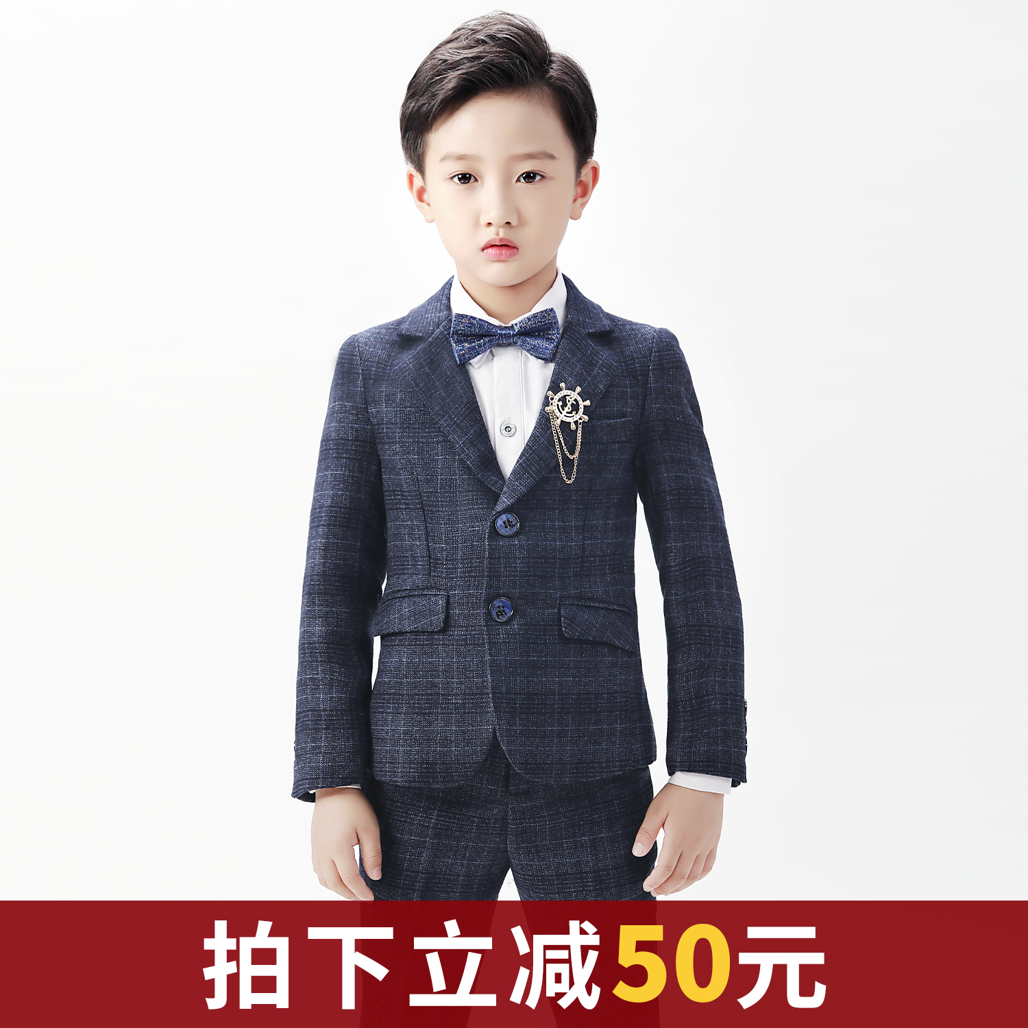 Children's suit three-piece suit spring and autumn flower girl dress boys and children suit handsome piano performance clothing British