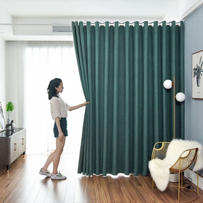 Bed-blocking simple curtain screen partition cloth curtain blocking cloth door curtain bedroom free punching living room push-pull partition curtain