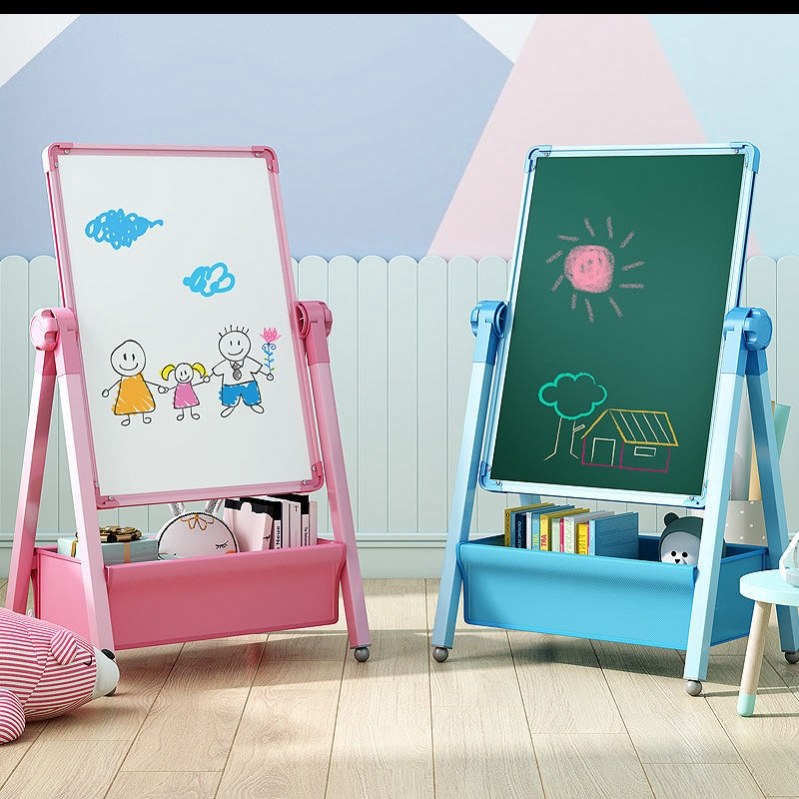 Children's easel drawing board blackboard wall elementary school students home learning to write magnetic water pen erasable whiteboard bracket type