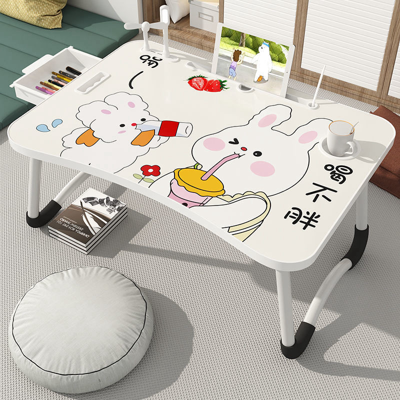 Small table that can be put on the bed cute foldable desk computer table dining table student writing children's dining table