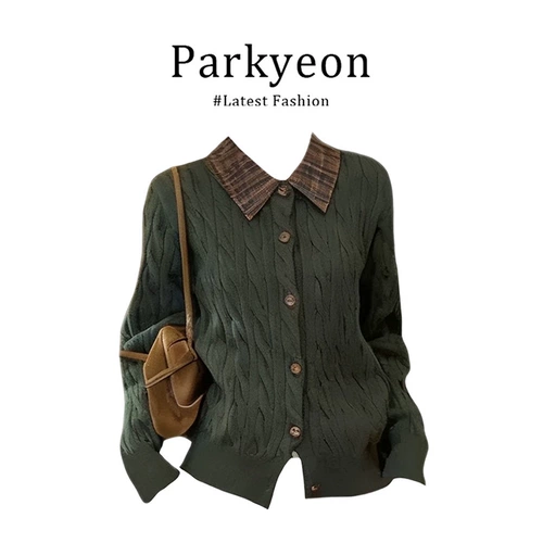 Ретро зеленый цветной лонгслив, демисезонный трикотажный короткий свитер