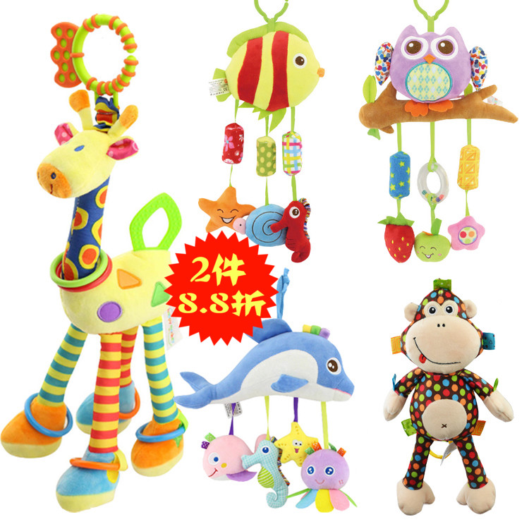 Newborn Baby Toy 0-1 Year Old Baby Stroller Pendant Wind Bells Bed Hang Bedside Music Bell Rattle Plush Art Cloth Toy