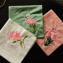 Three French romantic Lily Flamingo embroidered handkerchief handkerchief wipe face towel sweat scarf