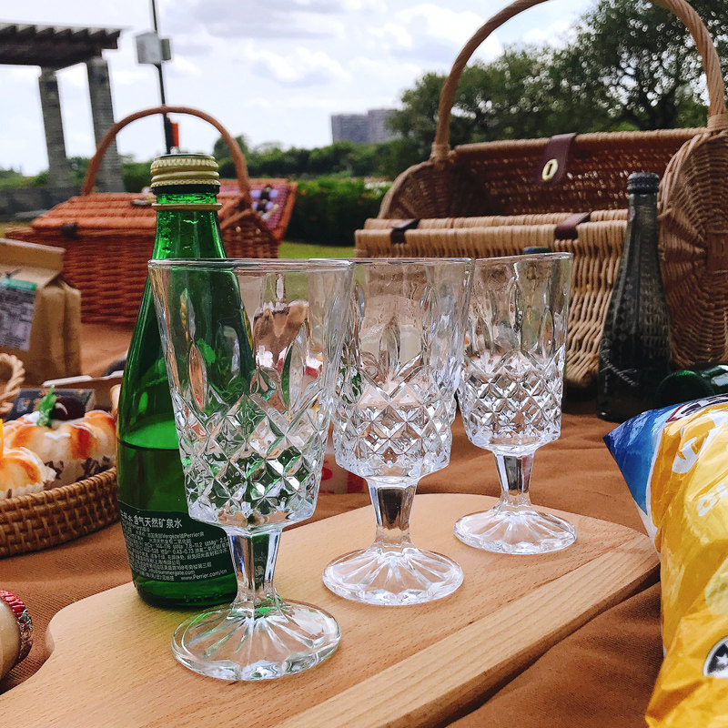 High-value European-style retro open wine glass juice cold drink goblet water glass red wine glass restaurant decoration ins