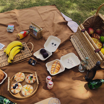 Day Style Retro Fields Garden Caramel Color Picnic Cloth Pure Color Spring Tours Picnic Mat White Lawn Buano Dining Items Complete