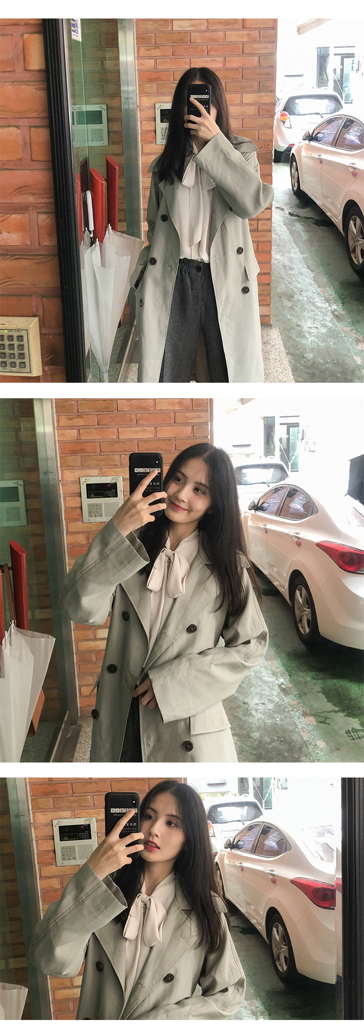 Thị trấn nhỏ morning sáng sớm Bộ phim truyền hình Hàn Quốc hai tông màu đa năng áo sơ mi nữ kiểu cách