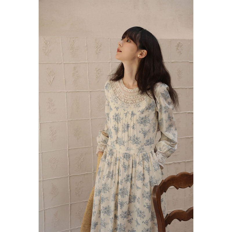Small Town Shanshan Eden Floral Collection ~ Linen Floral Dress for Women, Autumn French Elegant Long-Sleeve Dress Small Town Shanshan Eden Floral Collection ~ Linen Floral Dress for Women, Autumn French Elegant Long-Sleeve Dress