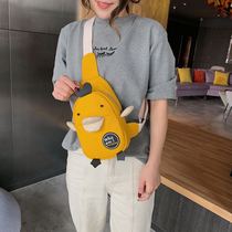 Upper New Mini Small packet Canvas Woman Bag New 2021 cute cute cute Cute Satchel Bag 100 Akins Net Red Chest Bag