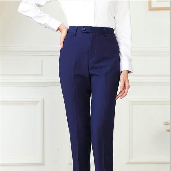 新款别克4S店西裤宝蓝色修身西装裤弹力免烫男西裤别克女长裤工装