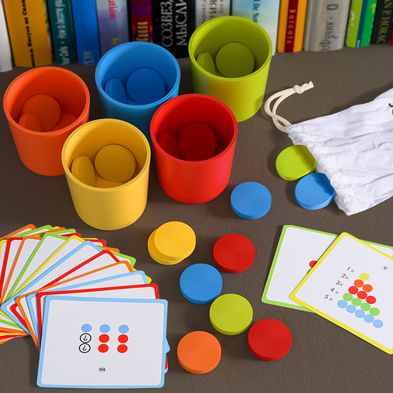 Montessori early education color classification cup baby cognition puzzle boys and girls cognition wooden matching toys children's teaching aids