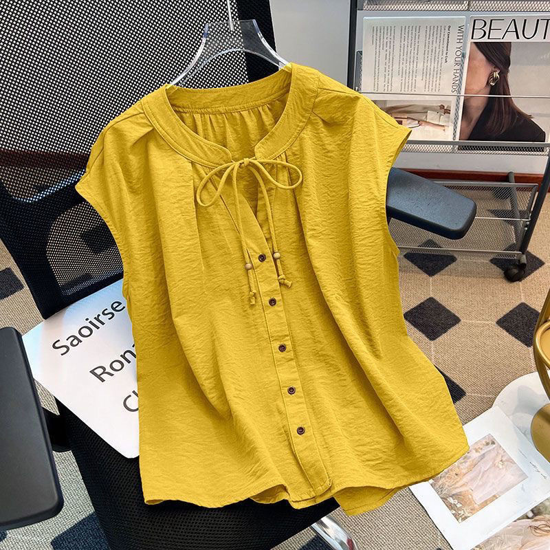 Guangzhou Thirteen Rows High-Quality Popular Item~ Round Neck Sleeveless Shirt for Women, Summer Loose Outerwear, Vest Top for Petite Women Guangzhou Thirteen Rows High-Quality Popular Item~ Round Neck Sleeveless Shirt for Women, Summer Loose Outerwear, Vest Top for Petite Women