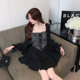 Retro, high-end, pure desire, hot girl, Korean style, little black dress, age-reducing, small, fluffy dress, female autumn new style