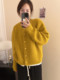 Lazy style Korean style loose sweater jacket 2023 autumn and winter new temperament silhouette solid color thickened knitted cardigan