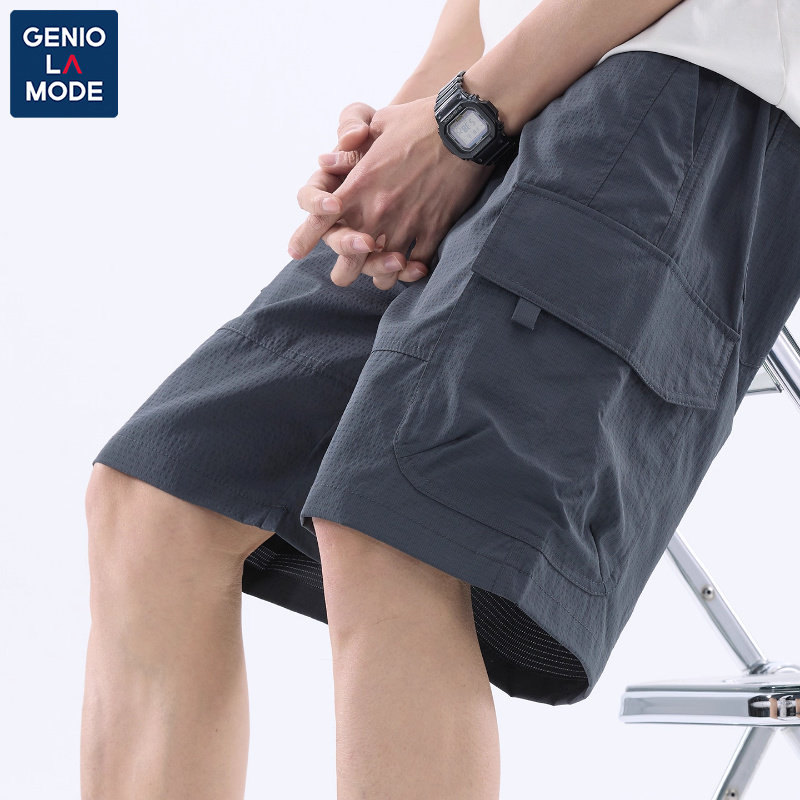 GENIOLAMODE, быстросохнущие спортивные шорты из ледяного шелка, мужские летние тонкие свободные повседневные спортивные универсальные брюки