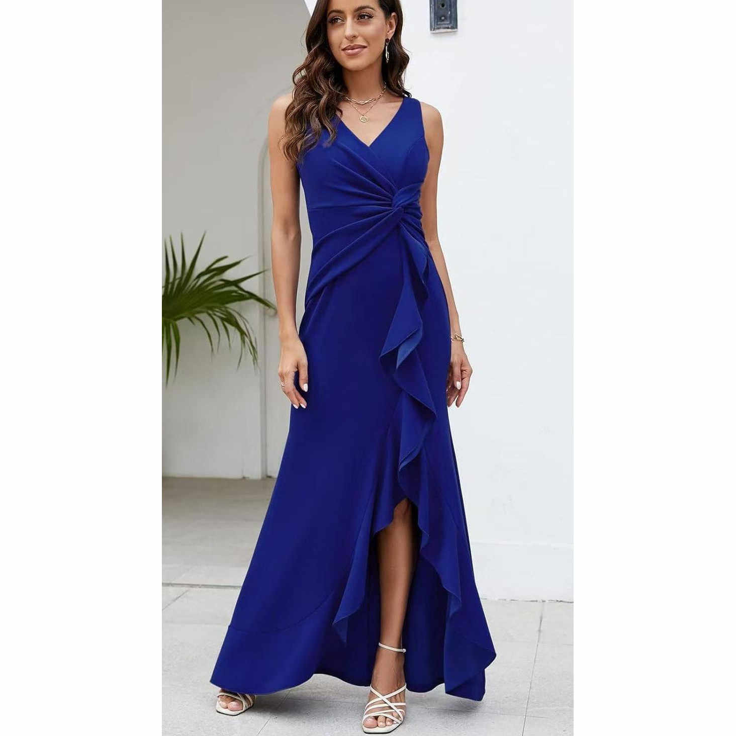 formal light purple dress Lilac Plunging Halter Neck Sequin Tulle Trumpet Long Train Prom Dress