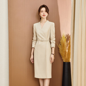 2026 New V Neck Professional Dress for Women, Formal Occasion Elegant Skirt, Jewelry Store High-End Ol Suit Skirt