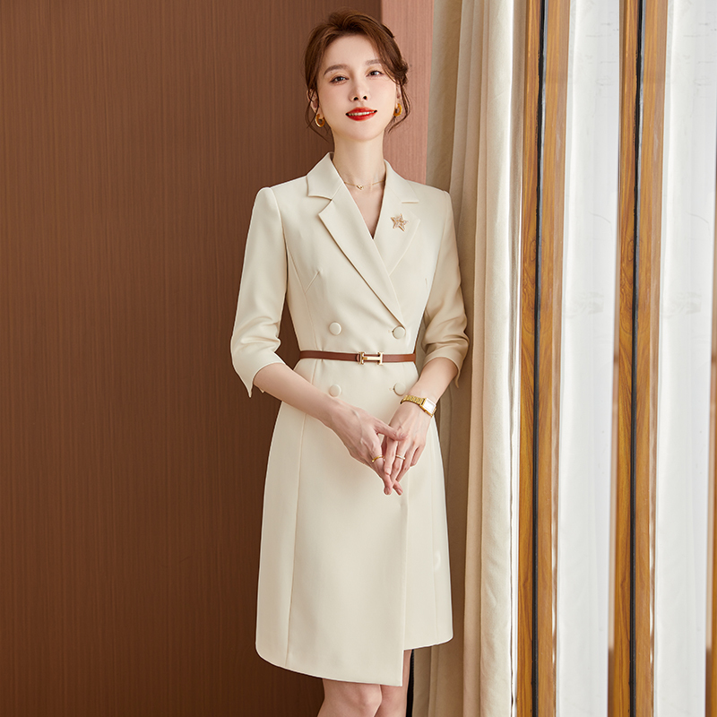 White Professional Suit Dress, High-End and Feminine, Sales Department Ol Jewelry Work Dress, Front Desk Reception Dress White Professional Suit Dress, High-End and Feminine, Sales Department Ol Jewelry Work Dress, Front Desk Reception Dress
