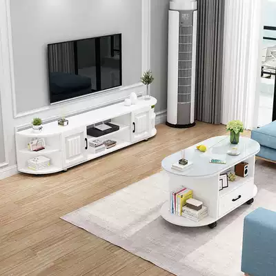 Multifunctional TV cabinet modern simple economical tea table small apartment tempered glass household simple tea table combination