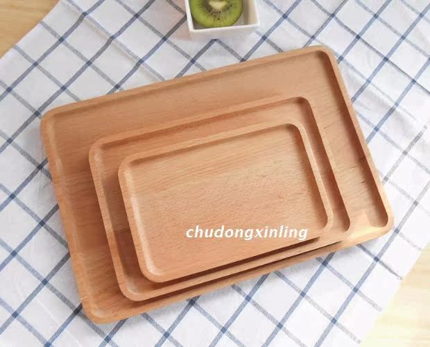 Elm khay hình chữ nhật bằng gỗ tấm trái cây Nhật Bản khay trà vuông rắn tấm gỗ tấm snack snack khay bánh khay trà gỗ chạm khắc