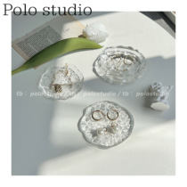 ins Han wind ice cubes glass tea cup cushion day type crystal round creative heat insulation cushion tea cup tojewelry swing piece tray