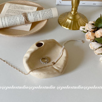 ins wind Nordic windy beige yellow retro make old ceramic pan jewelry containing box swing beat prop home swing piece