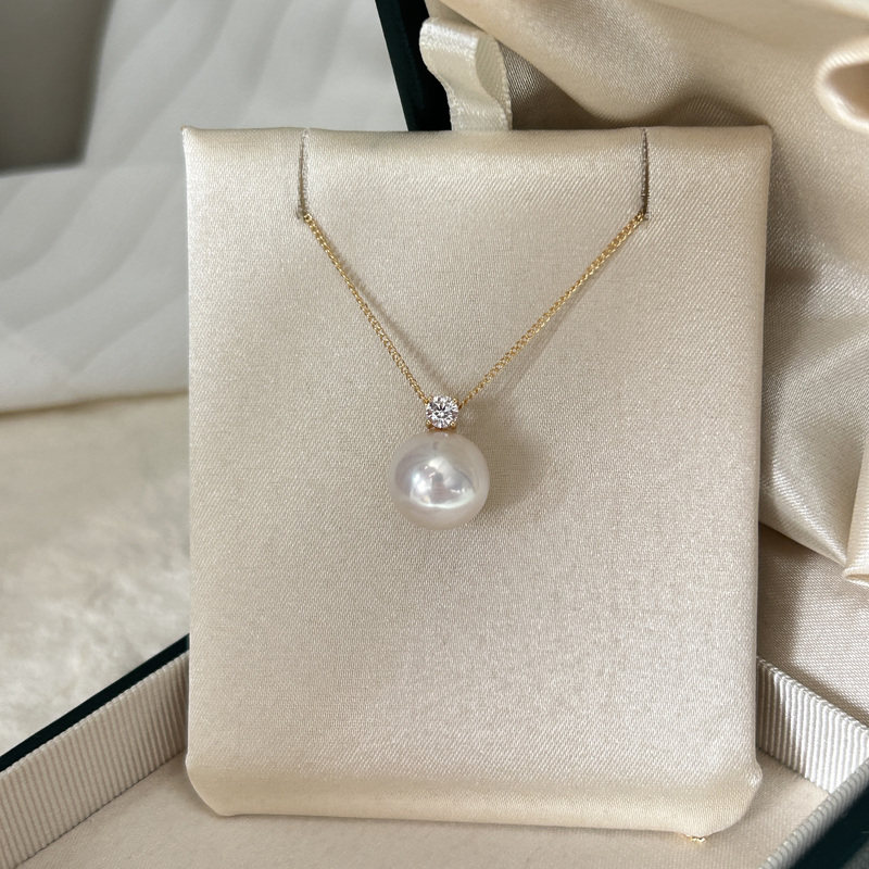 Natural Freshwater Edison Princess Diana Pearl Necklace Pendant for Women, Single Genuine Silver Chain, 2025 New Model, Comparable to Australian White Pearls