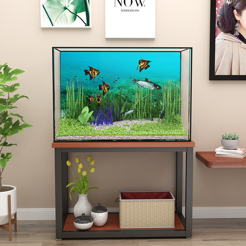 [USD 33.10] Nordic Iron Fish Tank Rack Turtle Cylinder Rack Solid Wood Stainless Steel Base TV