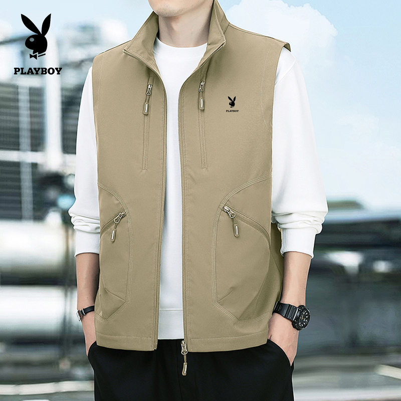 Playboy Men's Vest 2026 Spring and Autumn New Outdoor Workwear Jacket Loose Sports Vest Fishing Vest Playboy Men's Vest 2026 Spring and Autumn New Outdoor Workwear Jacket Loose Sports Vest Fishing Vest