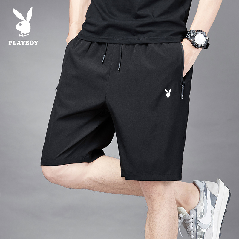 Playboy Casual Shorts for Men, Summer Thin Quick-Dry Ice Silk Large Size Running Fitness Sports Shorts
