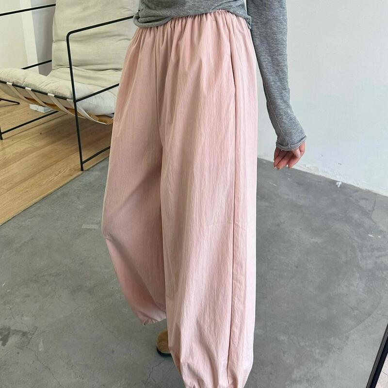Plus Size Pink Bloomers for Women 2025 Thin High-Waist Draped Nine-Point Casual Pants Lazy Loose Slimming Look Carrot Pants
