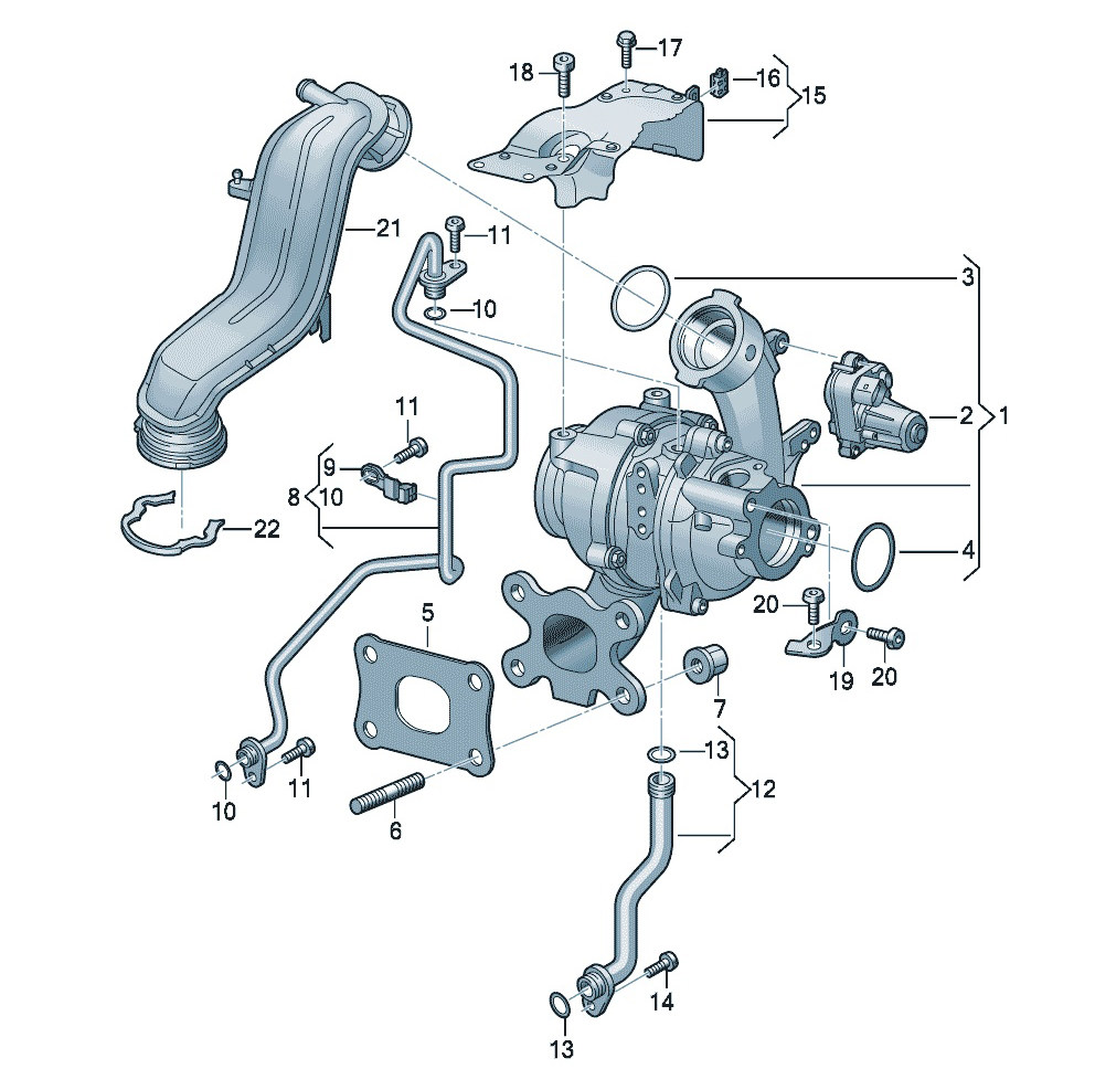 欧陆 发动机 排气歧管及涡轮增压器