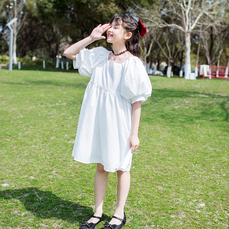 Girl Foreign Dress Summer Clothes Children Princess Dresses Foreign Pie Nets Red 2022 New Korean Edition Big Boy Dress Girl Summer