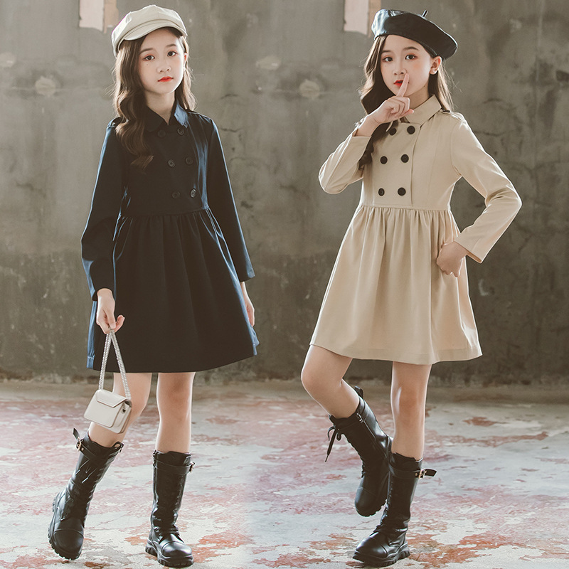 Girl's dress cotton children's skirt autumn foreign school girl dress new children's clothing autumn dress