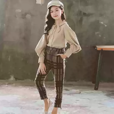 2021 new spring and autumn girl suit 6 Net Red 5 two-piece set 7 foreign pie casual jacket pants 8 years old fashionable girl