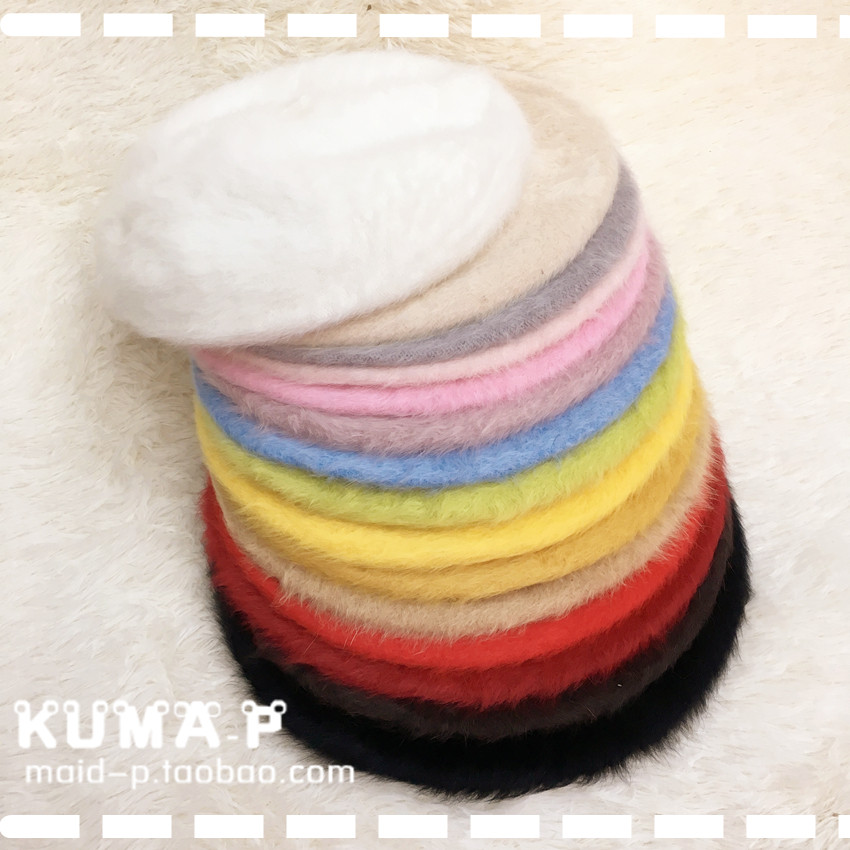 (Small PのScarf)Super gentle autumn and winter thickened fluffy rabbit fur beret spot