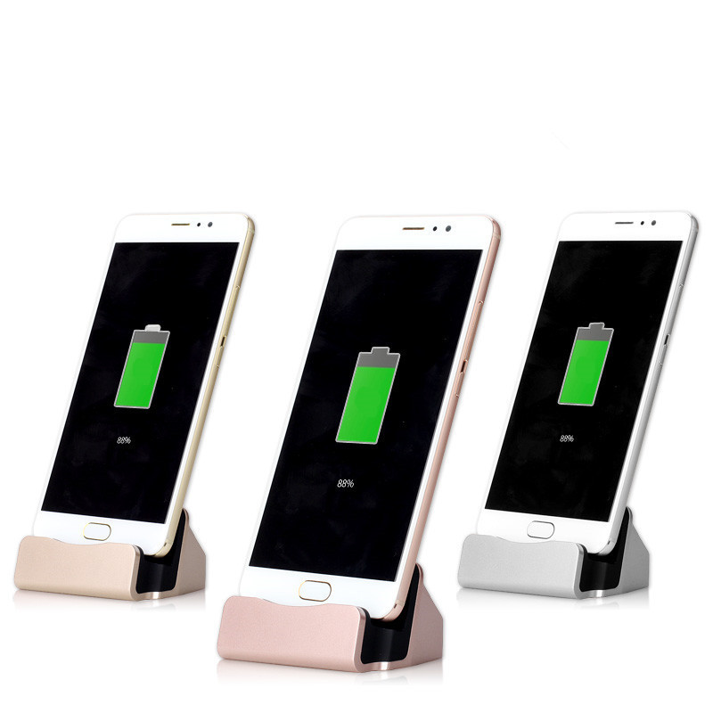 Android Apple Type-C Mobile Phone Stand Charger Data Cable Universal Base Vertical Desktop Two-In-One Stand