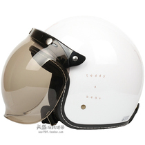 Taiwan EVO hand-painted bear white Harley electric motorcycle helmet unisex UV protection to keep warm in winter