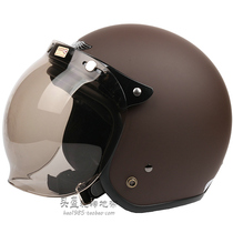 Taiwan Zhengan frosted coffee brown electric motorcycle helmet men and women warm helmet retro winter Harley
