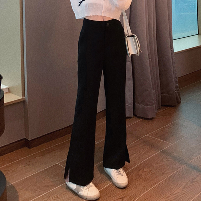 Early autumn split micro flared pants women's thin large size fat MM220 catties loose drape trousers high waist suit pants