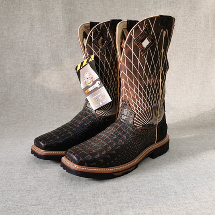 Sleeve Western Cowboy Boots Justine Horse Boots Cow Leather Boots Crockery Knight in Silo Locomotive Boots 42 yards