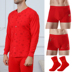 Red quần áo mùa thu quần mùa thu set womens đời giữa năm người già ấm bộ đồ lót áo len bông cardigan bông. 