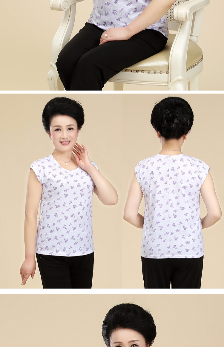 Áo nỉ nam trung niên và áo len nữ ngắn tay rộng rãi cho người phụ nữ bằng vải cotton không tay mùa hè cỡ lớn váy 2 dây