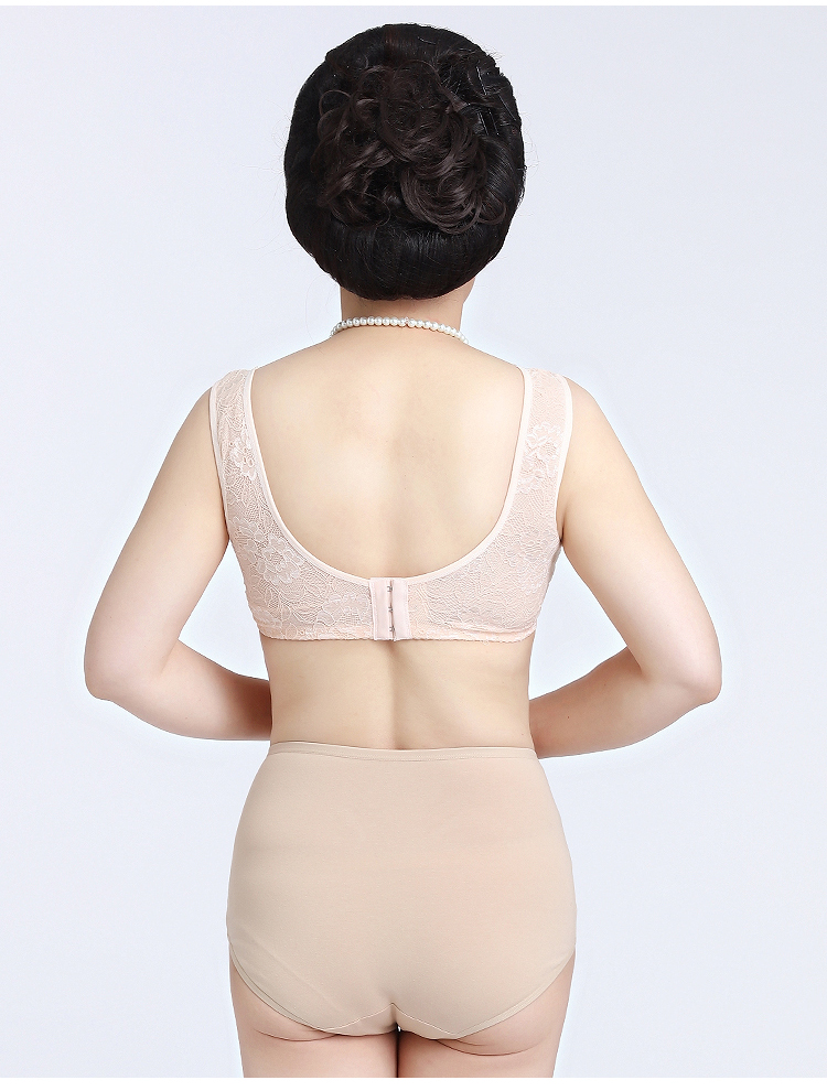 Áo ngực trung niên mới không có vành ba hàng khóa bra Mùa hè áo ngực mỏng MM núm vú mẹ áo lót k dây