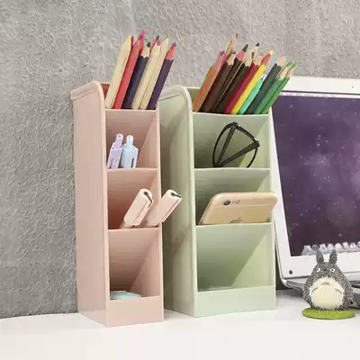 Desktop pen storage box large capacity office stationery multi-grid shelf creative student pen holder shelf cute