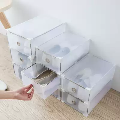 Dormitory shoe box transparent storage box plastic shoe cabinet drawer type single simple bed shoes anti-mold foldable