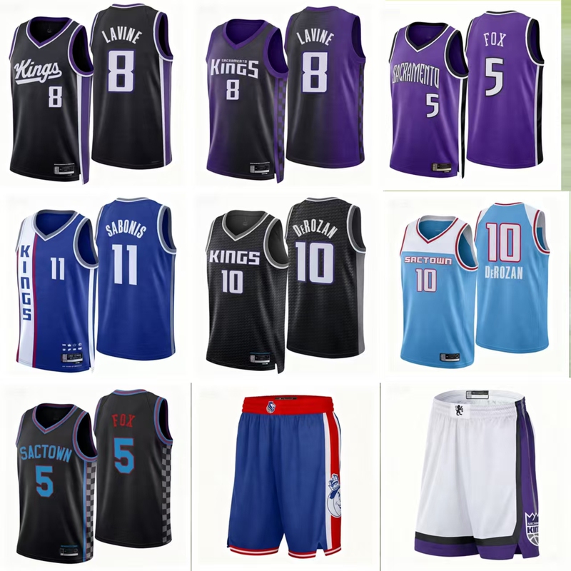 25Th Season Kings Basketball Jersey No. 10 Derozan No. 8 Lavine No. 11 Sabonis Fan Edition Jersey and Shorts